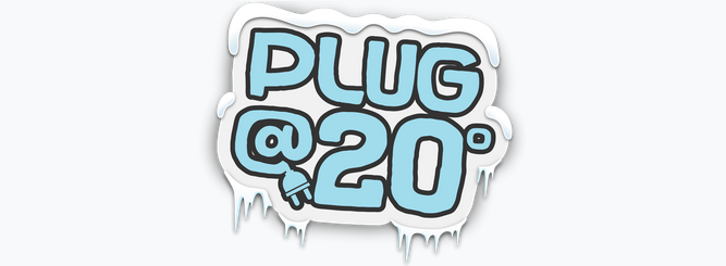 Plug at 20 degrees Fahrenheit logo.